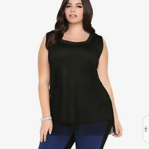 Torrid Mesh Overlay Black Tank
